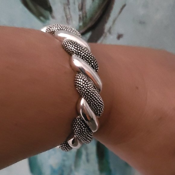 Cute Elastic Stretch Bracelet Vintage/Black & Silver/ Band Bracelet/Elegant - Picture 9 of 13